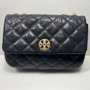 NWOT Tory Burch Willa Leather Large Shoulder Bag BLACK
